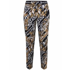 Versace Jeans Couture Pantalone in cady stretch Nero con stampa Logo Brush Couture All Over