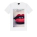 Emporio Armani T-shirt a manica corta Bianca con maxi applicazione effetto scamosciato e logo lettering 
