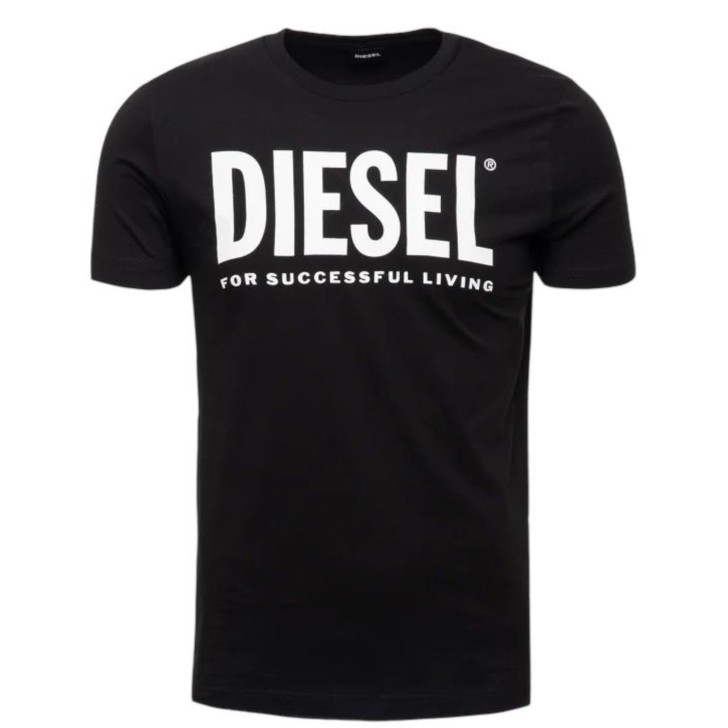 Diesel T-shirt a manica corta Unisex in jersey di cotone a girocollo nera  con logo 