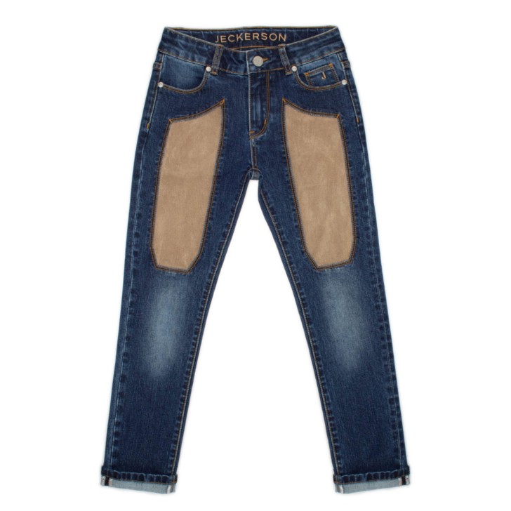 JECKERSON JEANS CON TOPPA IN TESSUTO ALCANTARA BEIGE