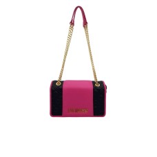 LOVE MOSCHINO BORSA BICOLOR NERO/FUCSIA TRACOLLA CON CATENA SCORREVOLE 