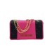 LOVE MOSCHINO BORSA BICOLOR NERO/FUCSIA TRACOLLA CON CATENA SCORREVOLE 