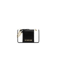 LOVE MOSCHINO BORSA QUILTED PU BICOLOR OFFWHITE/BLACK