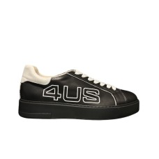 4US SNEAKER IN LEATHER BLACK CON LOGO LETTERING WHITE