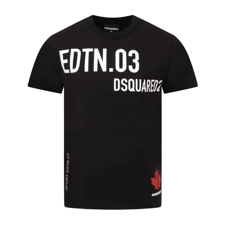 Dsquared2 T-shirt nera a manica corta con maxi logo lettering