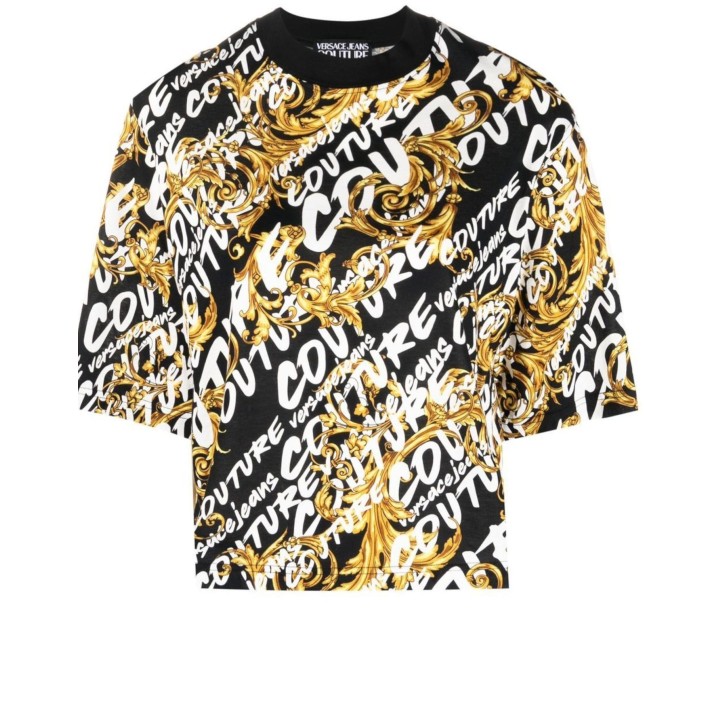 Versace Jeans Couture T-shirt a maniche corte con stampa Logo Brush Couture All Over