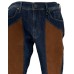 Jeckerson Jeans denim blu cinque tasche con toppe in Alcantara ruggine