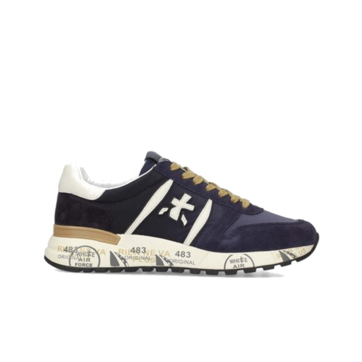 PREMIATA LANDER_6904 SNEAKER IN SUEDE E NYLON BLUE E BEIGE