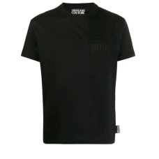 Versace Jeans Couture T-shirt Nera da Uomo con logo ricamato tono su tono 