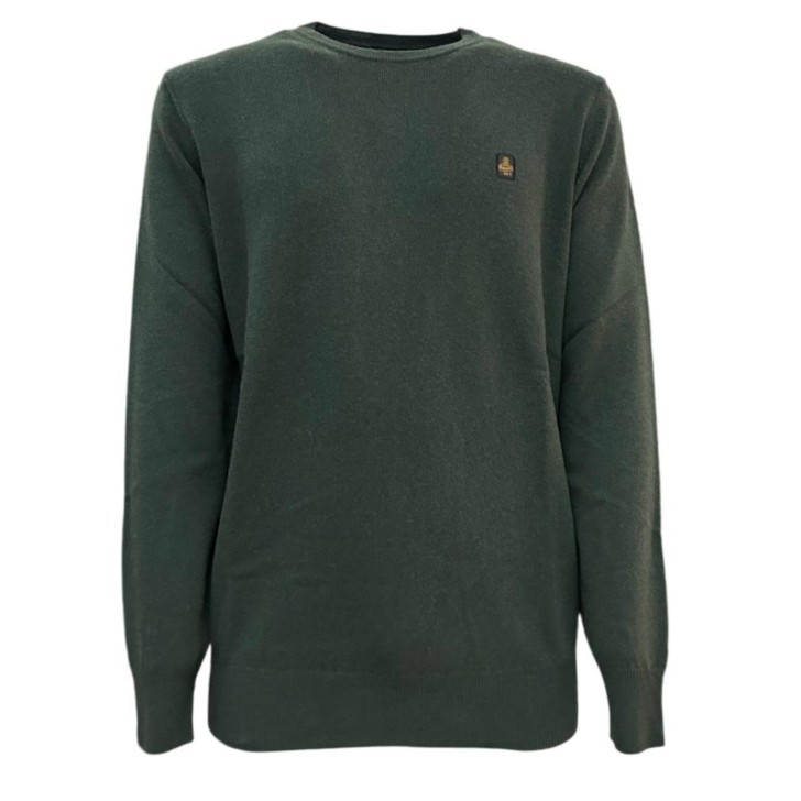 REFRIGIWEAR COLIN/1 PULLOVER VERDE A GIROCOLLO DA UOMO CON LOGO NELLA PARTE ANTERIORE 