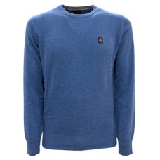 REFRIGIWEAR COLIN/1 PULLOVER AZZURRO A GIROCOLLO DA UOMO CON LOGO NELLA PARTE ANTERIORE 