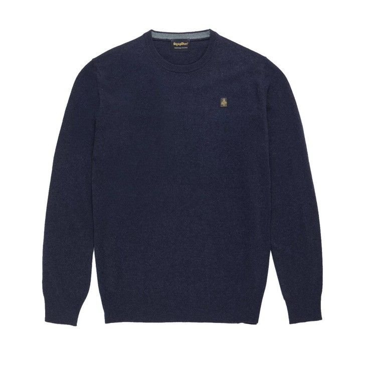 REFRIGIWEAR COLIN/1 PULLOVER BLU A GIROCOLLO DA UOMO CON LOGO NELLA PARTE ANTERIORE 