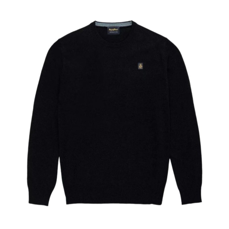 REFRIGIWEAR COLIN/1 PULLOVER NERO A GIROCOLLO DA UOMO CON LOGO NELLA PARTE ANTERIORE 