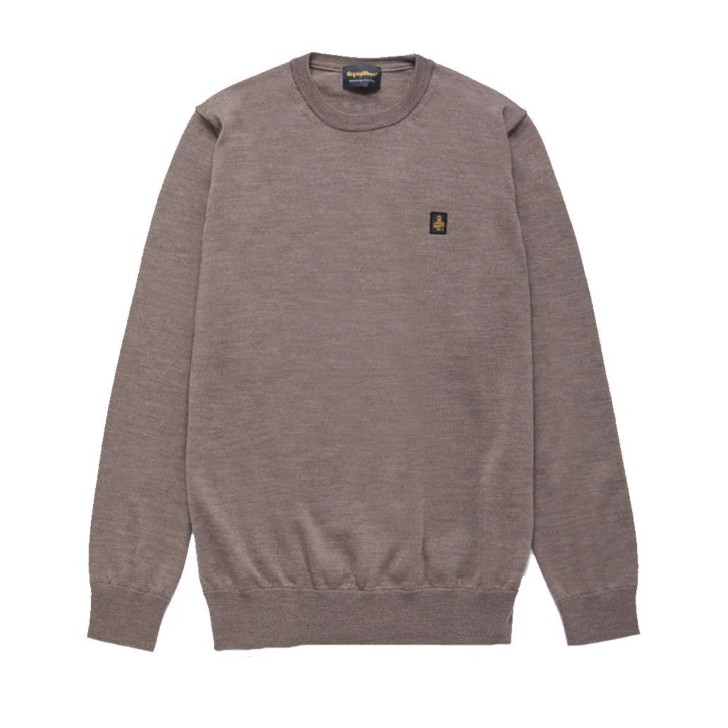 REFRIGIWEAR BENNET PULLOVER BEIGE DA UOMO CON LOGO NELLA PARTE ANTERIORE