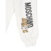 MOSCHINO COMPLETO BABY IN COTONE FELPA A GIROCOLLO+PANTALONE WHITE CON LOGO LETTERING BLACK E TEDDY BEAR	