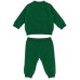 MOSCHINO COMPLETO BABY IN COTONE FELPA A GIROCOLLO+PANTALONE GREEN CON LOGO LETTERING BLACK E TEDDY BEAR