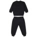 MOSCHINO COMPLETO BABY IN COTONE FELPA A GIROCOLLO+PANTALONE BLACK CON LOGO LETTERING WHITE E TEDDY BEAR