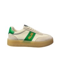 4US SNEAKER WHITE GREEN IN LEATHER E SUEDE DA UOMO 