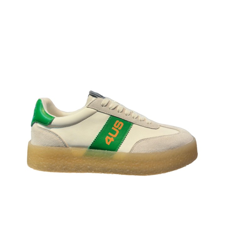 4US SNEAKER WHITE GREEN IN LEATHER E SUEDE DA UOMO 