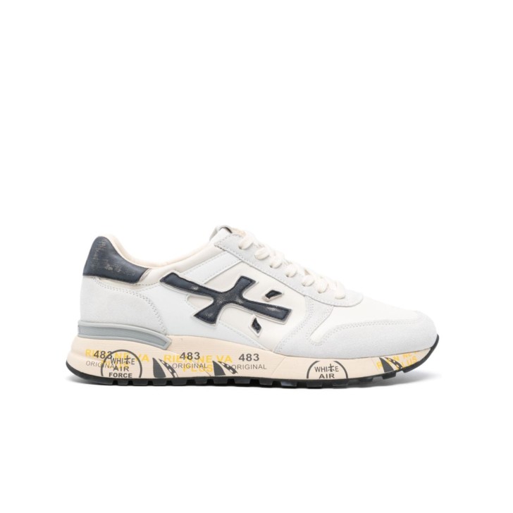 PREMIATA MICK_6873 SNEAKER WHITE IN SUEDE E NYLON CON INSERTI BLUE VINTAGE 