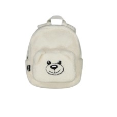 MOSCHINO ZAINO SMALL UNISEX IN ORSETTO WHITE CON TASCA CON MAXI TEDDY BEAR	