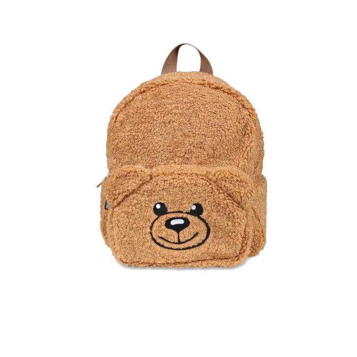 MOSCHINO ZAINO SMALL UNISEX IN ORSETTO BROWN CON TASCA CON MAXI TEDDY BEAR 