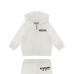 MOSCHINO COMPLETO BABY IN COTONE FELPA FULL ZIP CON CAPPUCCIO+PANTALONE WHITE