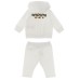 MOSCHINO COMPLETO BABY IN COTONE FELPA FULL ZIP CON CAPPUCCIO+PANTALONE WHITE