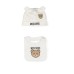 MOSCHINO TUTINA+BAVAGLINO+BERRETTO BABY UNISEX IN COTONE WHITE CON LOGO LETTERING BLACK E TEDDY BEAR