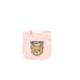 MOSCHINO SET BERRETTO+BAVAGLINO IN COTONE ROSA CON LOGO LETTERING BLACK E TEDDY BEAR	