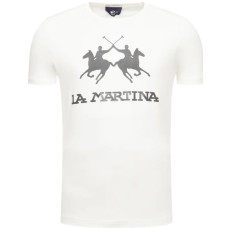 La Martina T-shirt da Uomo Bianca Maxi logo a contrasto