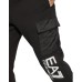 EA7 Emporio Armani Pantalone da uomo nero con Maxi logo a contrasto 