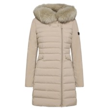 PEUTEREY SERIOLA ML 04 FUR GIUBBOTTO BEIGE SLIM CON CAPPUCCIO E PELLICCIA 