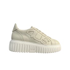 4US SNEAKERS IN LEATHER TOTAL BEIGE CON MAXI PATCH LOGO LETTERING 