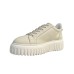 4US SNEAKERS IN LEATHER TOTAL BEIGE CON MAXI PATCH LOGO LETTERING 