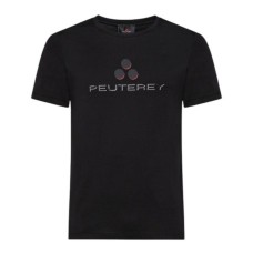 Peuterey T-Shirt nera in cotone a manica corta con logo lettering 