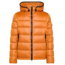 PEUTEREY HONOVA NR 02 GIUBBOTTO PIUMINO ARANCIO CON CAPPUCCIO FISSO IN NYLON RIPSTOP LEGGERO 