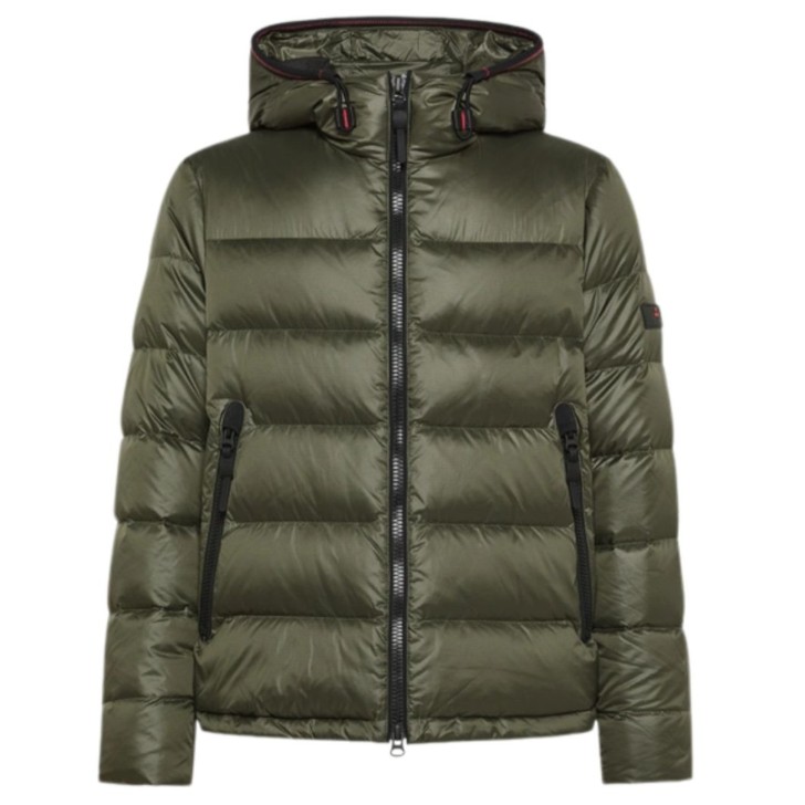 PEUTEREY HONOVA NR 02 GIUBBOTTO PIUMINO VERDE CON CAPPUCCIO FISSO IN NYLON RIPSTOP LEGGERO 