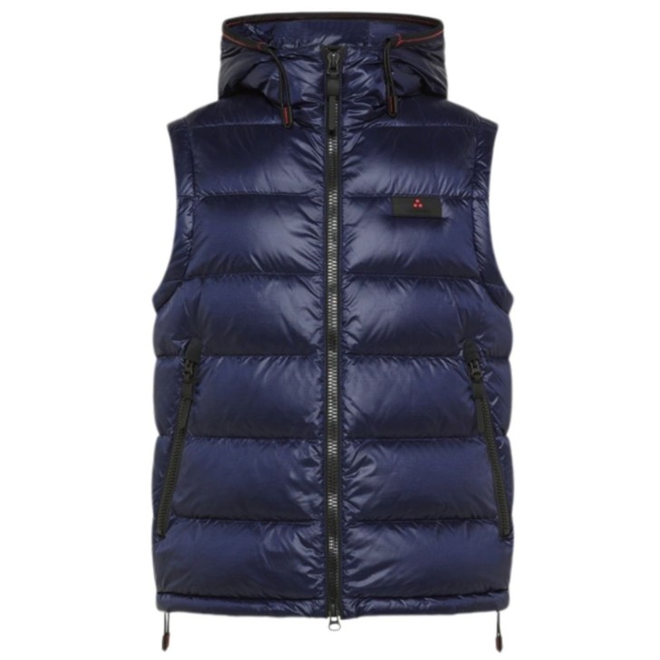 PEUTEREY DONOMA NR 02 GILET BLU IN NYLON DA UOMO CON LOGO NELLA PARTE ANTERIORE 