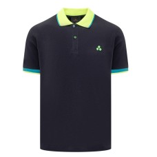 Peuterey Polo Blu in cotone a manica corta con logo contrasto nella parte anteriore