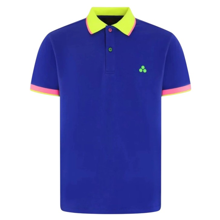 Peuterey Polo Blu in cotone a manica corta con logo a contrasto nella parte anteriore 