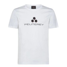 Peuterey T-Shirt bianca in cotone a manica corta con logo lettering nella parte anteriore