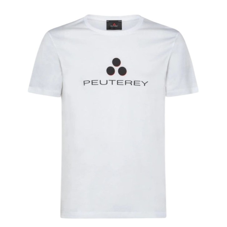 Peuterey T-Shirt bianca in cotone a manica corta con logo lettering nella parte anteriore