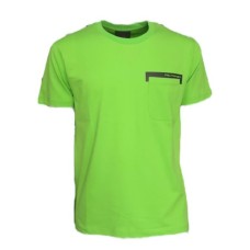 Peuterey T-Shirt verde a girocollo in jersey di cotone con taschino sul petto e scritta Peuterey