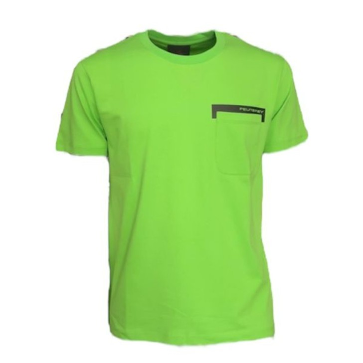 Peuterey T-Shirt verde a girocollo in jersey di cotone con taschino sul petto e scritta Peuterey