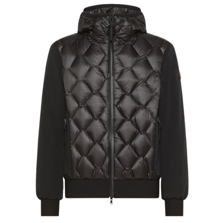 PEUTEREY KOONS KJ BMAT GIUBBOTTO BOMBER NERO CON CAPPUCCIO FISSO BIMATERIALE CON TRAPUNTA GEOMETRICA 