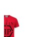 Philipp Plein T-shirt a manica corta rossa in cotone con maxi logo stampato