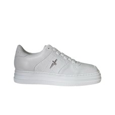 PACIOTTI SNEAKER IN LEATHER TOTAL WHITE CON PUNTA QUADRATA CON STAMPA PUGNALE ALL OVER TONO SU TONO