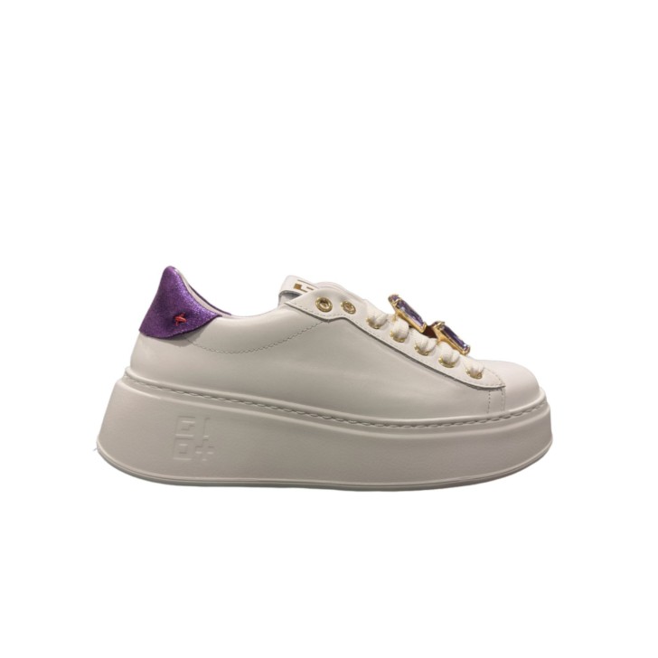 GIO+ SNEAKER PIA286B COMBI IN LEATHER WHITE  TARTARUGA PURPLE 