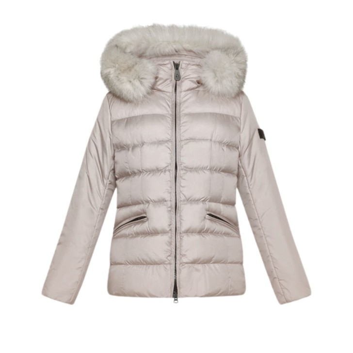 PEUTEREY TURMALET MQS 04 FOX FUR KID BEIGE CON LOGO SULLA MANICA 